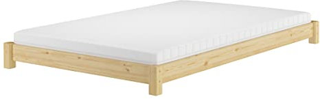 Erst-Holz®Breites, flaches Futonbett Einzelbett 120x200 Kiefer massiv V-60.51-12Rollrost und Matratze inkl.
