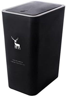 perfk Bacs à Ordures De Cuisine, Poubelle Rectangulaire avec Couvercle, Panier à Ordures Peu Encombrant, pour Porte Salon Bureau Cuisine, Conception étroite Et à Pression, Noir