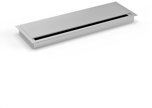 TecLines TKD006 Kabeldurchführung 100x240 mm mit Soft Close (Silber), Kabeldose, Bürstendichtung, für mehrere Kabel