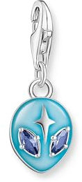 THOMAS SABO Charm-Anhänger Alienkopf mit Blauer Kaltemaille und Steinen Silber