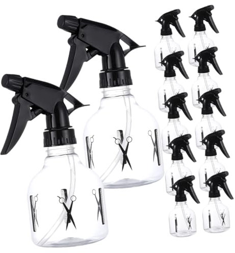POPETPOP Pulverizador De Agua Para Cabello y Botella De Spray Recargable 12 Unidades 250 Ml Transparente Para Peluquería y Uso Doméstico Hidratación y Peinado