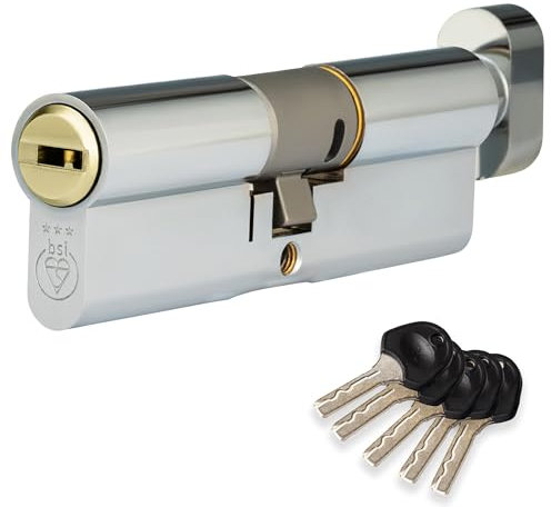 XFORT Colossus Dual Finish 3 Star Kitemarked Thumb Turn Euro Cylinder Lock 55EX/45T (100mm), British Standard TS007 Anti-Snap Barrel Lock, Upvc Door Lock.