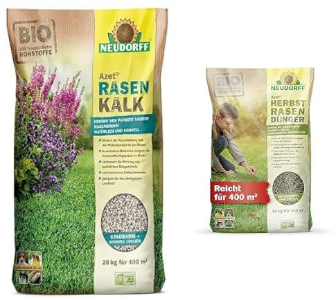 Neudorff Azet RasenKalk plus Azet HerbstrasenDünger, 20 kg für 400 m²