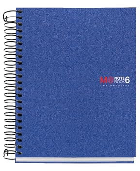 Miquelrius A6-Notizbuch mit 6 farbigen Streifen, kariert, mikroperforiert, A6-Notizbuch, extra blickdichtes Papier 70 g/m², Spiralbindung, kariert, Notizbuch The Original, Blau