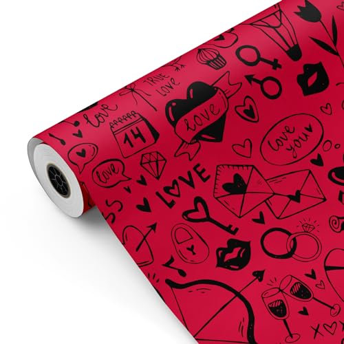 Rouleau de papier cadeau, grand rouleau de 62 cm x 100 m • Inspiration Love TATU • Idéal pour : magasins, commerces, emballages cadeaux, anniversaires, baby shower, mariages, décoration [FP Fiesta