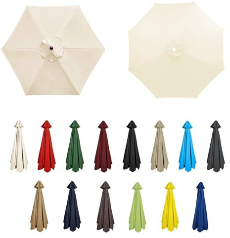 Bâche De Remplacement Pour Parasol Déporté, Toile De Rechange Pour Parasol 6 Baleines/8 Baleines, Housse De Rechange Pour Parasol D'extérieur - 2m/2.7m/3m ( Color : Off-white , Size : 6 ribs-3m(9.8ft)