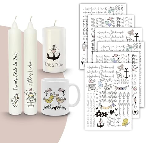 MilaBoo® Kerzentattoos (Hochzeit-A5)