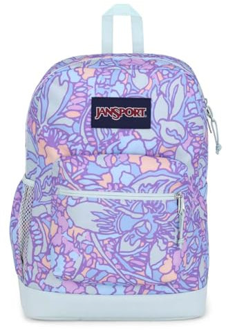 JanSport Cross Town Plus Backpack, Fluid Floral Pastel Lilac, One Size, Cross Town Plus Backpack