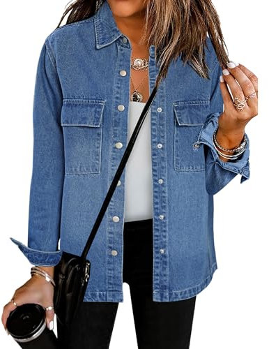 Vetinee Jacket Women Ladies Denim Jackets Medium Blue Size X-Large Fits UK Size 20 - UK Size 22