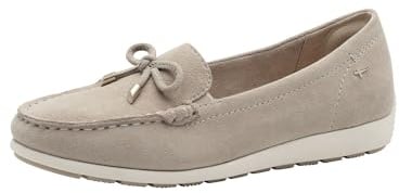 Tamaris Comfort Damen Mokassins aus Leder mit Schleife, Beige (Beige Suede), 36 EU