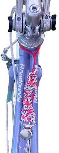 Attache jupe vélo, sangle réglable pour guidon ou selle de vélo, motif floral rouge
