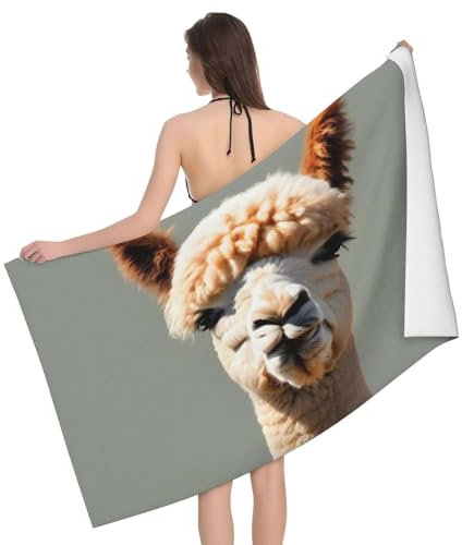 yefan Alpaka Avatar Großes Badetuch, Strandtuch für Erwachsene, saugfähig, 130 x 80 cm, für Badezimmer, Pool, Strand, Outdoor, Reisen