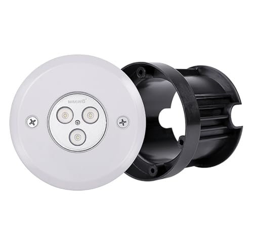 KOROBIE Luci per Piscina interrata Illuminazione for Piscina LED12V Lampada Subacquea IP68 a Colori sincrona RGB da 11 cm con Luce Subacquea Luci per Piscina a LED(Warm White)