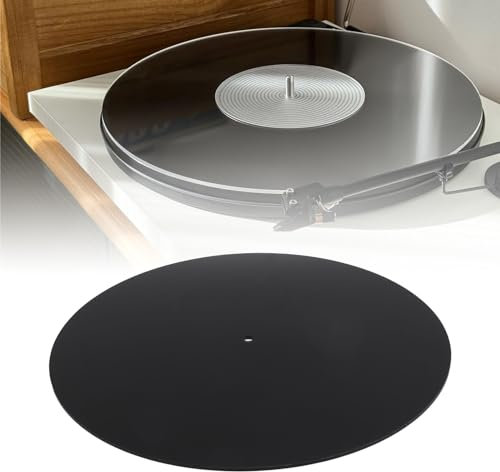 Turntable Mat Record Platter Slipmat, Clear Acrylic Turntable Mat for 12 Record Player, Antistatic, Reduces Noise Sounds From Static and Dust (Translucent Black)