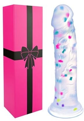 Grande dildo realistico in gelatina colorata da 21 cm, grande dildo in silicone trasparente, senza palle, con potente ventosa, sesso anale, giocattolo sessuale per adulti, per donne lesbiche