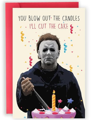 Abeletree Gruselige Michael Myers Geburtstagskarte, Horrorfilme, Killer-Geburtstagskarte, Halloween-Bday-Gfits, Mike Myers Geburtstagsdekorationen, You Blow Out The Candle