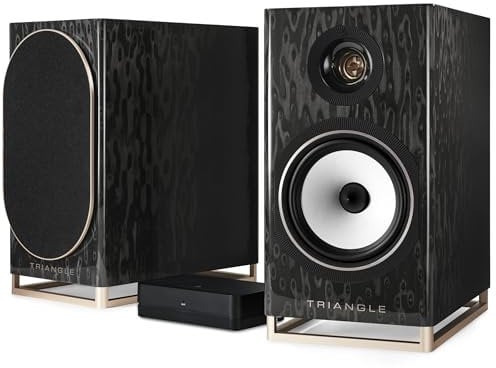 Triangle - Diffusori Connessi CAPELLA - Libreria Senza Fili 2 x 100W - Wi-Fi & Bluetooth - Airplay - TV Arc e Ottico – Made in France - 200 x 380 x 315 mm – Stella Nera (Coppia)