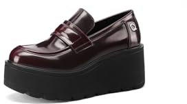 QUEEN HELENA Mocassini con Zeppa Francesine Platform Donna X31-98 (Bordeaux, Sistema Taglie Calzature EU, Adulto, Donna, Numero, Media, 39)