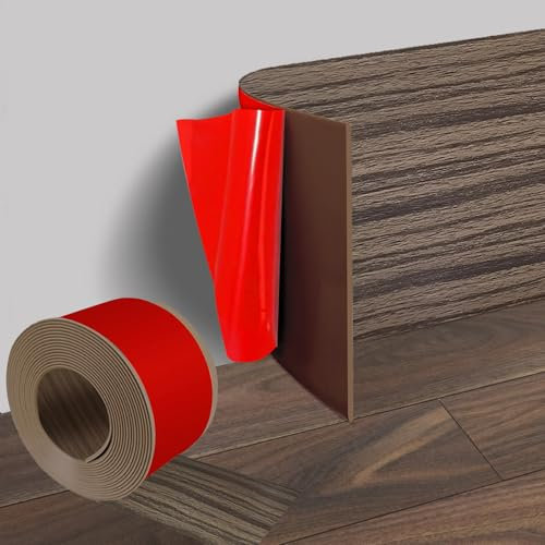 10cm x 10m PVC Flexible Sockelleiste, Weichsockelleiste Selbstklebend Geräucherte Holzmaserung, Fussleisten Selbstklebend Zierleiste, Flache Fußleiste, für Wohnzimmer, Schlafzimmer