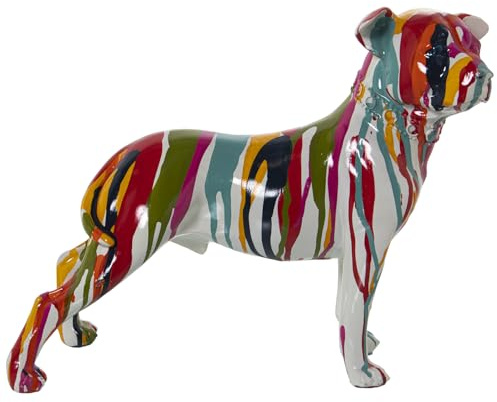 FIGURA PERRO RESINA MULTICOLORCHORROS DE PINTURA 29X12X24CM