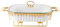 Reldor Ceramic 15 Inch Rectangular Chafing Dishes & Food Warmers with Gold Colour Wire Stand and Lid for Heat & Moisture Retention, Ideal for Buffet, Weddings, Parties, Catering Events (White & Gold)