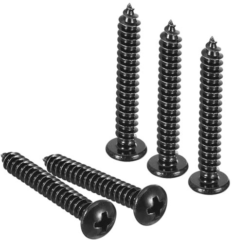 TA-VIGOR 50Pcs Self Tapping Screws, M5 Phillips Pan Head Screw, 35mm Round Head Tapping Screws, Stainless Steel Machine Wood Fasteners Bolts for Wood, Drywall, Furniture, Repairing, Black