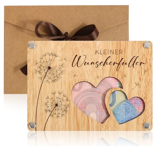 BOFUNX Wunscherfüller Geldgeschenk aus Holz Kleiner Wunscherfüller Karte Geldgeschenk Verpackungen Grußkarte für Hochzeit Geburtstag Glückwunsch