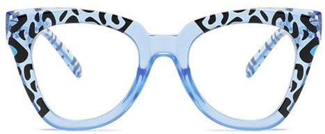 AOOLIA Oversize Lesebrille Damen, Leichte Frühling und Sommer Designer Brillengestelle, Anti-Blaulicht Lesehilfe (Blau, 3, x)