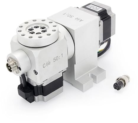 RATTMMOTOR CNC Drehachse, 5th Achse Teilungskopf, CNC 4th Achse A Achse C Achse Teilapparat, Mit Nema23 Schrittmotor wasserdicht, Harmonic Reducer Getriebe 50:1 für CNC Gravierfräsmaschine