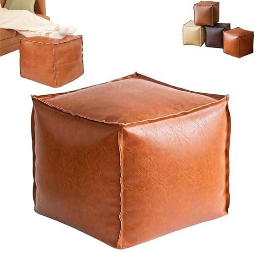 2025 Neue gefüllte Polstertasche, ungefüllte Pouf-Ottomane, 40,6 cm Boden-Fußstütze, Aufbewahrungslösung, Sitzpuff-Bezug für Fußhocker und Stauraum, mehrfarbig für Wohnzimmer, Schlafzimmer (Orange)