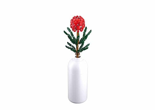 Stuban Set di fiori da costruzione, mattoncini vita creativa, rosa rossa con vaso bianco, altezza 39,1 cm, M38-B1101-08