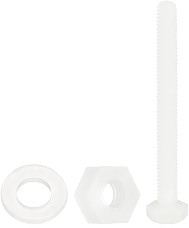 sourcing map 150 pezzi/50 set di bulloni esagonali in nylon, M4 x 40 mm, in plastica, filettati completamente, viti e dadi con rondelle piatte per macchinari, elettronica, accessori industriali