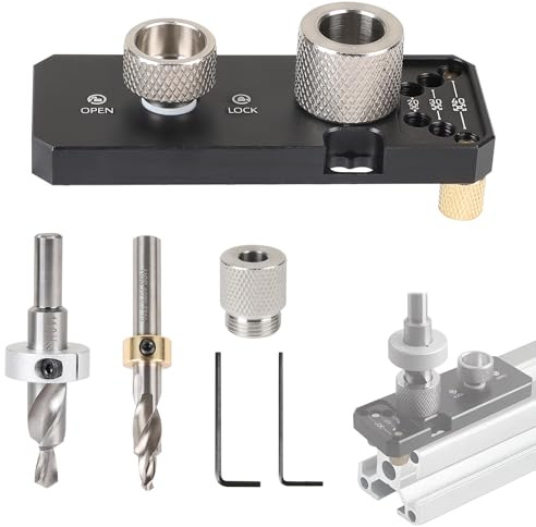 MIGUBIGU 6-tlg Aluminium-Profilstanzvorrichtung con M8/M6 Stufenbohrer, Aluminiums Profil Lochstanzer, Bohrer für Aluminiumprofile, Metall Lochzange für 20/30/40 Aluminium-Lochung