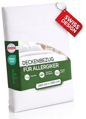 Welldora Milbenbezug Bettdecke 260x240, Premium Encasing, Allergiker | Allergiker-Bezug gegen Milben & Bettwanzen | Dermatologisch getestet | Oeko-Tex Bettwäsche | Waschbar 95°C | Schweizer Marke