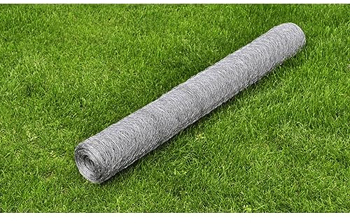 QJBSAVVA Maschendraht 25×0,75 m Silber, verzinkter Stahl, 25 mm Maschen, 0,5 mm Draht, wetterfest, Gartenzaun für Hühner, Hasen, Geflügel, Balkon, Camping