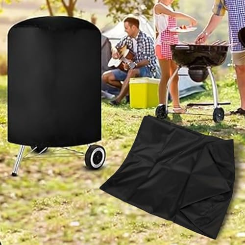 FACAIIO Kugelgrill Abdeckhaube für Weber 57cm Wasserdicht Oxford Tuch Grillabdeckung mit PVC-Beschichtung 70x70cm Schwarz für Runde Kugelgrills