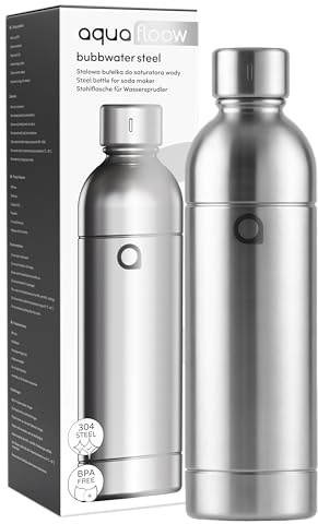 Aquafloow Edelstahlflasche für Wassersprudler – 0,8 L stabile Trinkflasche als Ersatzflasche, BPA-frei, Wiederverwendbare Flasche für den täglichen Gebrauch und Sprudelwasser