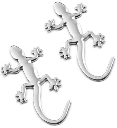 Adesivo per auto 3D Geco Lucertola Distintivo automatico Decalcomania per auto in metallo Accessori decorativi Argento 2 pezzi