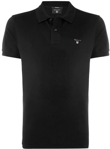 GANT Regular Poloshirt Halbarm geknöpfter Kragen Pique schwarz Größe S
