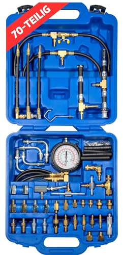 SW-Stahl 26073L Benzindruckprüfer 0-8 bar - Kraftstoffdruckprüfer 70-tlg. | Benzin Druckprüfer Kit, Kraftstoffsystem Tester für Einspritzsysteme, Einspritzdrucktester Set mit Druckmessgerät