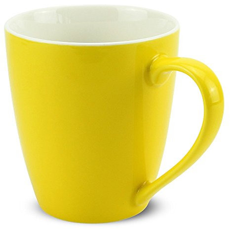 matches21 Mug tasse à café en porcelaine couleur unie-jaune - 6 pièces - 10 cm 350 ml