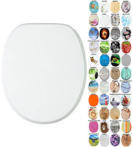 Sanilo Abattant WC, Grande sélection de lunettes de toilette, Finition de haute qualité, Charnières robustes, Fixation facile (Blanc)