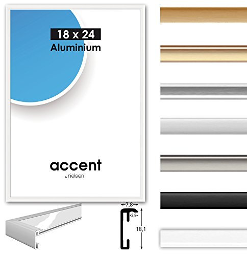 Alurahmen Accent, Wechselrahmen Alu,Bilderrahmen Alu, Farbe Weiß Glanz, 21x29,7 cm