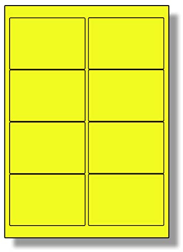 Label Planet® 8 Per Sheet, 10 Sheets (80 Fluorescent Yellow Labels). Fluorescent Labels for Laser Printers, 99.1 x 67.7mm, LP8/99 FC.