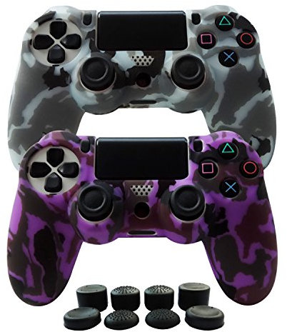 Hikfly Silicone Controller Cover Skin Protector Case Faceplates Kits Compaitble with PS5/PS5 Slim/PS5 Pro Cntroller Video Games(2x Camouflage Cover with 8 x FPS Pro Thumb Grips Caps)