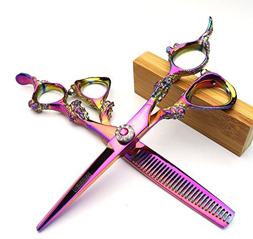 5.5 inch Purple Hairdressing Barber Professional Hair Hand-Cutting and Thinning Scissors (5.5 inch Set)