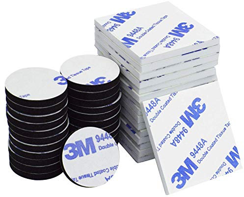 Aurorali Double Sided Sticky Pads, 50 Pcs Adhesive Foam Pads Mounting Pads, Squares and Round, Black and White
