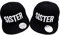 Best Friends Cap Sister Snapback Set mit Rose Logo Beste Freunde Baseball Hüte Mützen Kappe für Zwei Madchen Damen (Schwarz)