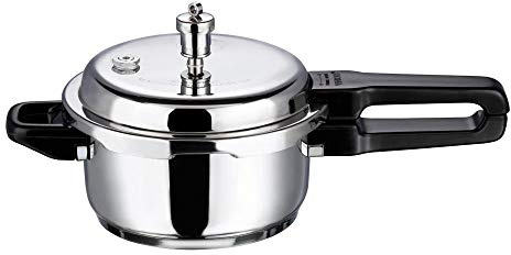 Vinod Stainless Steel Sandwich Bottom Pressure Cooker Regular with Outside Fitting Lid - Capacity: 2LTR