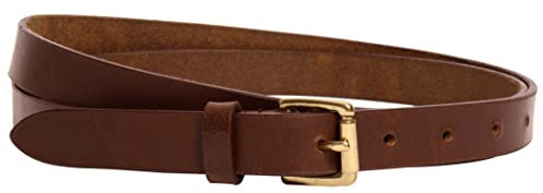 Gusti Gürtel Leder - Birte schlichter schmaler Ledergürtel mit goldener Schnalle Hüftgürtel Ziergürtel Accessoires Damen 80cm Braun Leder